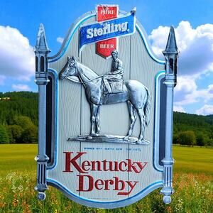 1978 Heileman Brewing Kentucky Derby Sterling Beer Sign Seattle Slew Winner Sign